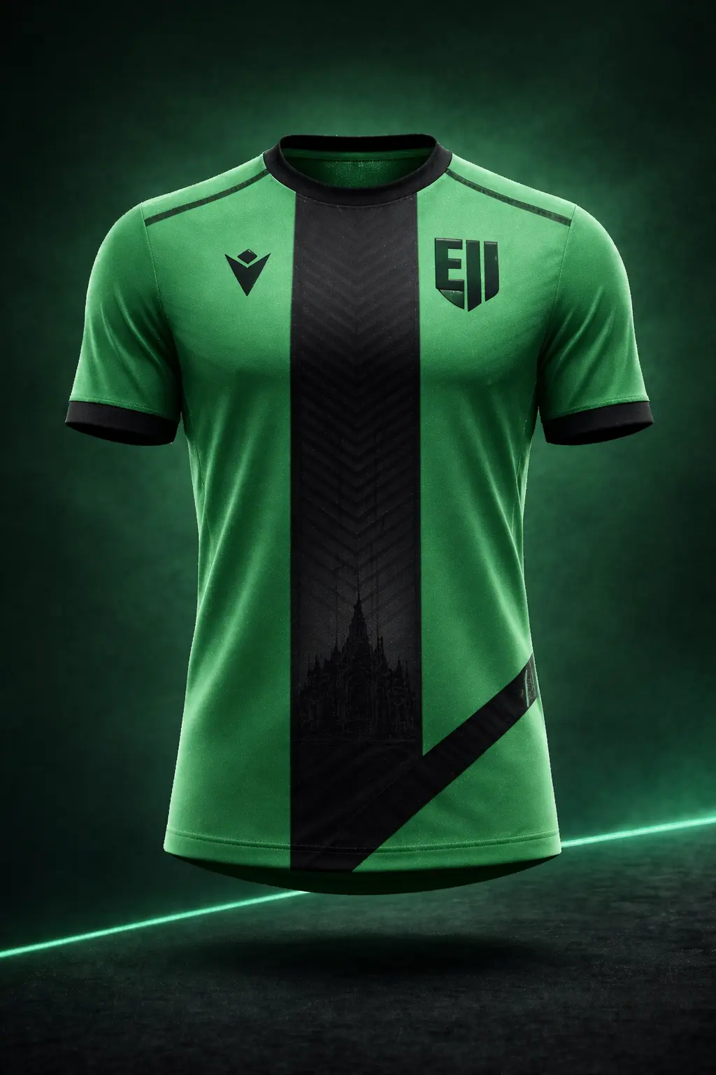 Home kit concept verde con banda nera centrale